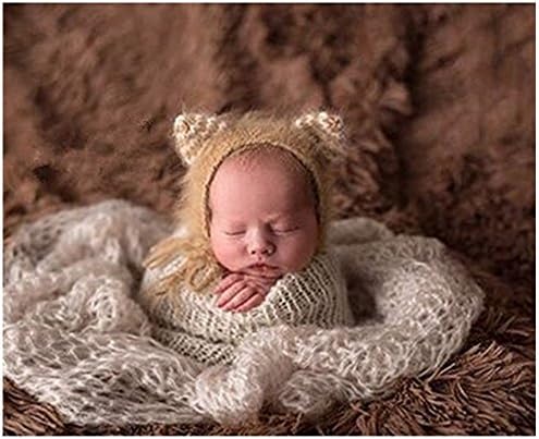 Newborn Baby Photography Props Boy Girl Crochet Costume Outfits Cute Hat (Brown)