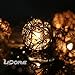 LIDORE Rattan Christmas String Lights, Mini Globe Wicker Lights for Patio, Wedding, Garden and Party, Brown Rattan and Green Cord, 7.92Ft Indoor/Outdoor