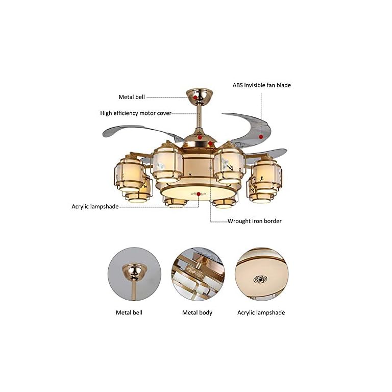 42 Zoll Invisible Mute Deckenventilator Light, Reversible Retractable