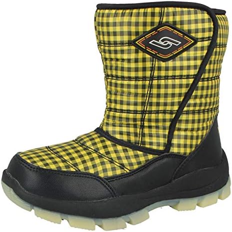 Yijiabao Kids Boys Girls Waterproof Warm Faux Fur Lined Thermal Wellington Gingham Winter Snow Boots Size UK 12.5-3