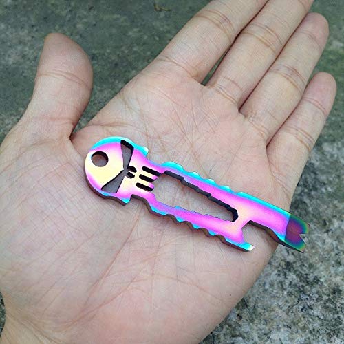 Nurbo 3 PCS Multi-function Skull EDC Tool Pocket Stainless Steel Key Ring Bottle Opener - Thumbnail 4