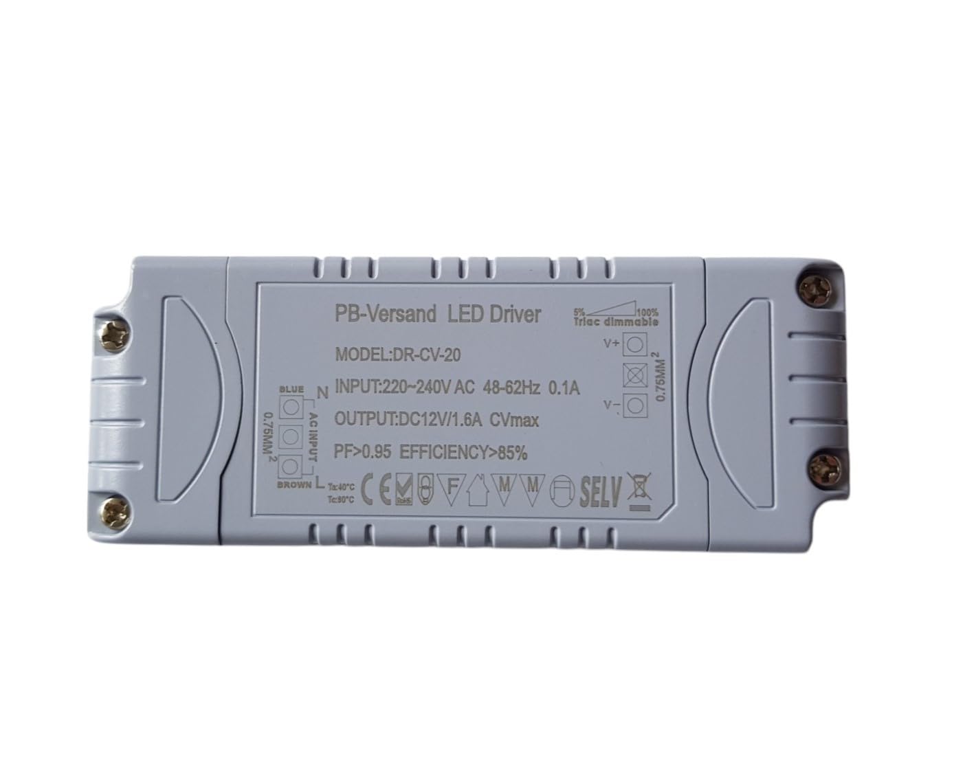 PB-Versand G4 MR16 12V DC LED Electronic Transformer, 1-20W, Corded Electric, CE Specification Met, For Halogen and LED Light — image 1