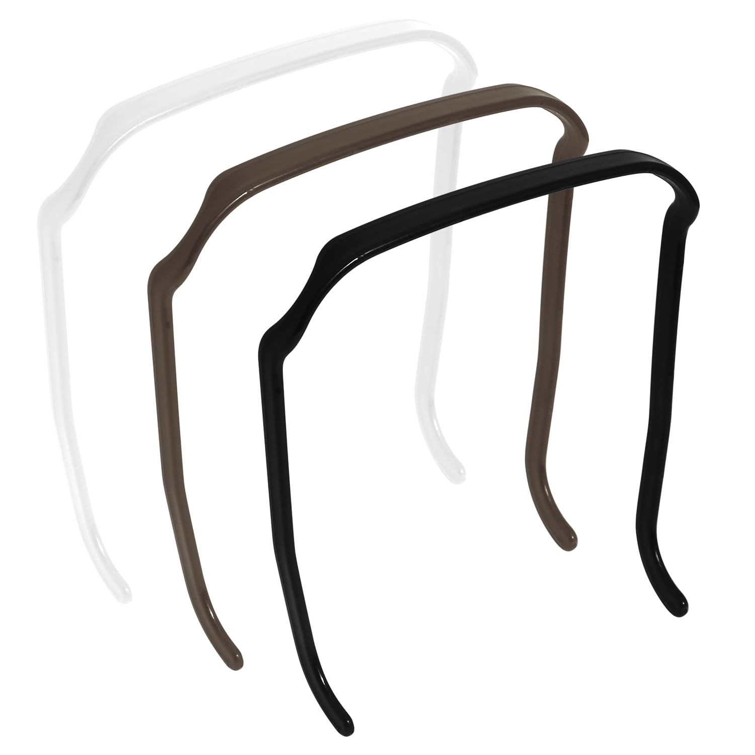 Photo 1 of 3-Pack Square Invisible Hairband for Women & Men, Mixed Color, Medium Thick Plastic Headbands for Curly Hair Fixing, 3 Count (Pack of 3)