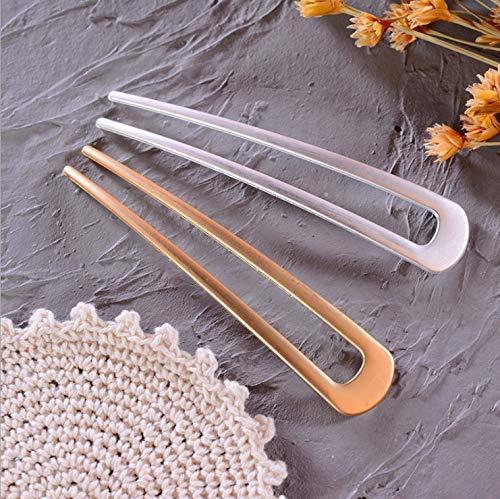 Fciqven 6 Pcs Metal U-Shape Hair pins,Simple Hair Pin Fork Sticks Hairstyle Chignon for Women