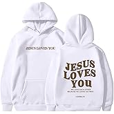 PANOZON Jesus Loves You Hoodie Christian Faith Religious God Tops Man Woman Pullover Sweatshirt Longsleeve