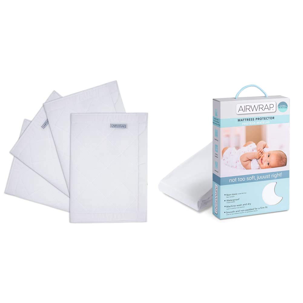 Airwrap Mesh 4 Sided Cotbed Set, Breathable Bumper and Safer Breathing Zone Mattress Protector, White