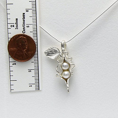 2 Pearl How Many Peas in Your Pod Sterling Silver Necklace Each Unique Handmade - Gift Boxed - White Pearl 18" Chain