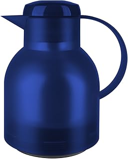 Emsa 504231 Samba Isolierkanne (1 Liter, Quick Press Verschluss, 12h heiß, 24h kalt) blau transluzent