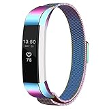 Abeky Bands For Fitbit Alta,Fit bit Alta HR 2,Metal Alta Band Magnetic Milanese Accessories Wristbands Strap Bracelet Alternative Replacement Stainless Steel with Adjustable Clasp Small Pearlescent