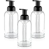 3 Pcs Foaming Soap Dispenser Clear Glass Foam Pump Bottle Refillable Liquid Soap Container Jar for Shampoo Body Hand Wash Home Kitchen - 350ml/12oz