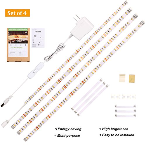 Under Cabinet Lighting Kit,Flexible LED Strip Lights Bar, Under Counter Lights For Kitchen,Cupboard,Gun Safe,Cabinetry,Desk-Shelf,TV Back,Bookshelf,Locker,6.6 Feet Tape Light Set,UL Listed, 120 LEDs,1100lm,2700K Warm White