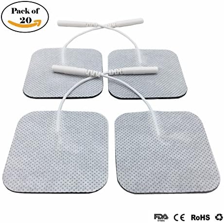 Electrode Pads for TENS Unit, Self-Adhesive and Reusable Electrodes TENS Pads for TENS Machine FDA Cleared (2 x 2 Inches Square Pin Electrodes)