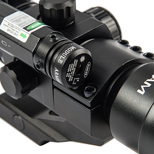 HIRAM 1X30 4 MOA Green Red Dot Sight for Rifles with Green Laser, Picatinny Cantilever PEPR Mount - Thumbnail 4