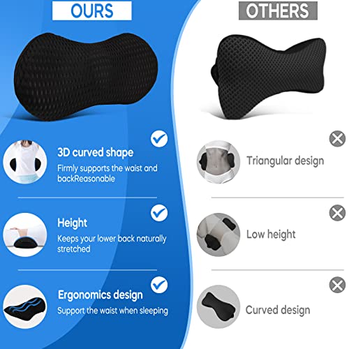 Lumbar Support Pillow for Sleeping, Memory Foam Cushion Back Support