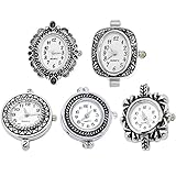 Souarts Mixed Antique Silver Color Decorative Pattern Quartz Watches Faces Pack of 5pcs