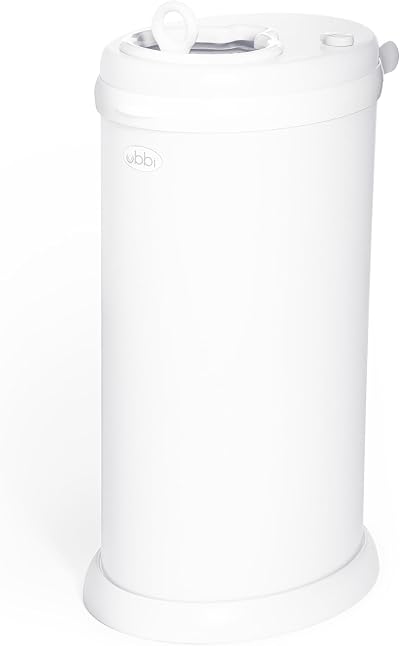 Ubbi Stainless Steel Nappy Bin Odour Locking No Special Bags White