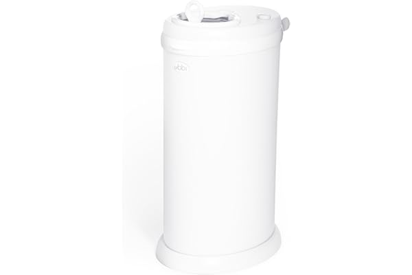 Ubbi Steel Diaper Pail, White, 2.34 ounces