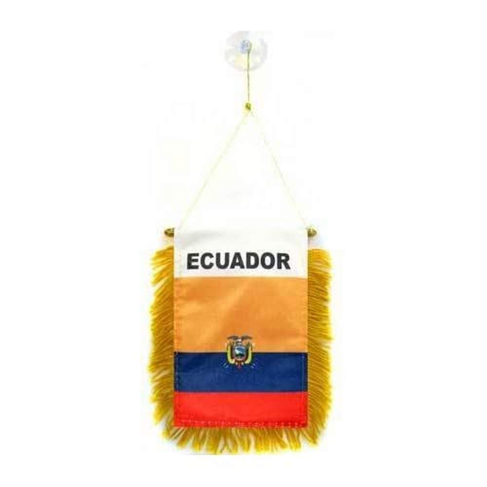 AZ FLAG - Ecuador Mini Banner - 6'' x 4'' - 100% Polyester Ecuadorian Small Pennant for Car - Double-sided Flag with Suction Cup Hanger — image 1