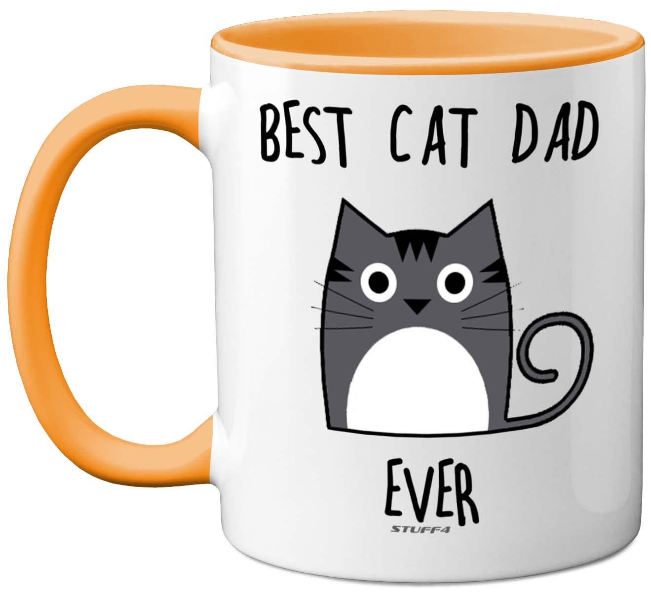 Stuff4 Best Cat Dad Ever Mug, Gifts for Cat Lovers, Dad Gifts, Cute Mugs for Men, Funny Coffee 11oz Ceramic Dishwasher Safe Premium Yellow Handle