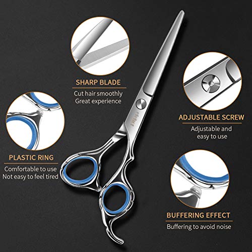 ELEHOT Hair Scissors Professional Barber Cutting Scissors Kit Stainless Steel Scissors/Shears 6 inch (17cm) with Black Storage Case (large)