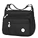 Waterproof Nylon Shoulder Crossbody Bags - Adjustable Shoulder Strap Handbag Multiple Zippered Elastic Pockets with Organizer fors Wallet, Passport, Boarding Pass, Water Resistant ( Black, Large)