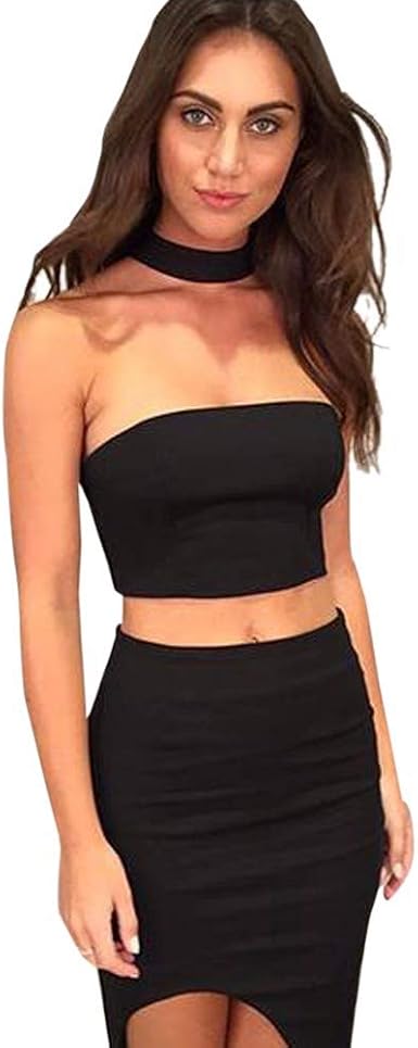 black strapless halter top