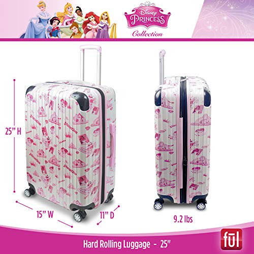 ful Disney Princess Badges Rolling Suitcase, Hardside Travel Luggage