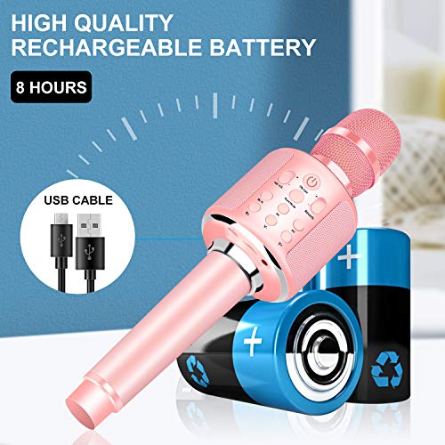 Aokeo K-1 Wireless Bluetooth Karaoke Microphone.Volume is Loud, Sound Quality is Clear. Suitable for Android/iPhone/PC, Party, Christmas Gift, Kids Christmas Gift, Kids Birthday Gift(Rose Gold) - Thumbnail 3