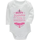 XLXUXU Funny Print Letters Rompers Newborn Infant Bodysuit Baby Kids Long Sleeves Rompers Happly Birthday Daddy