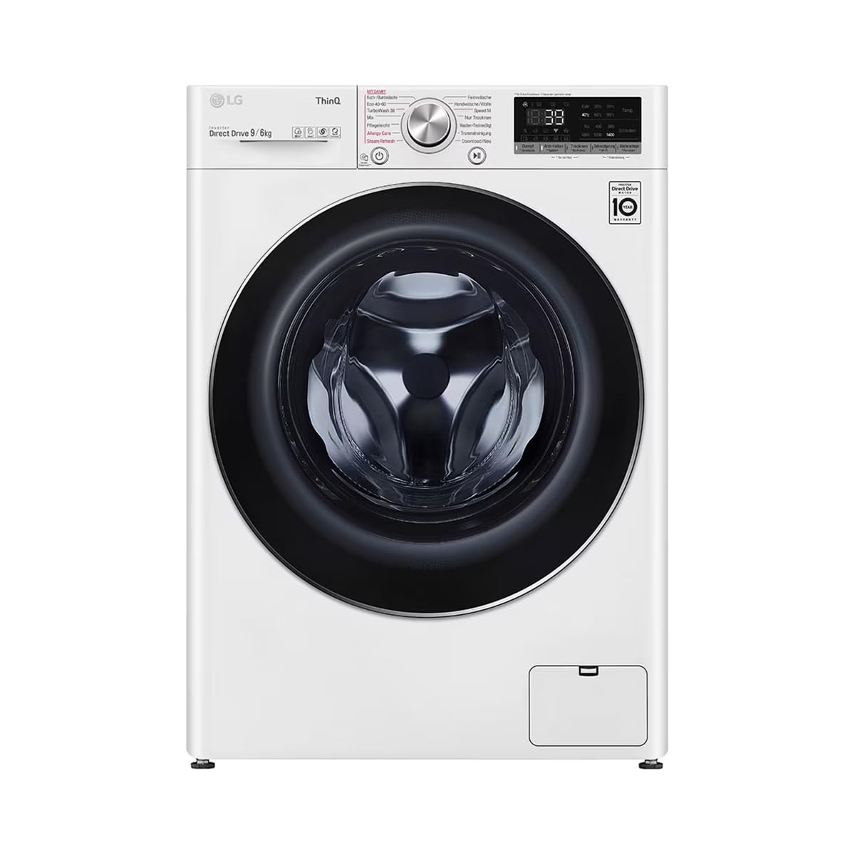 LG Electronics V7WD96H1A Waschtrockner mit AI DD | 9 kg Waschen | 6 kg Trocknen | 1400 U/Min | Steam | TurboWash 360° | Neue Wohlfühl-Trommel | Wi-Fi-Funktion | Weiß