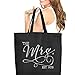 Bride Gift Bag - Crystal Rhinestone The Mrs. Est. 2025 Rhinestone Modern Canvas Tote Bag - Honeymoon Beach Bag - Black Tote(Mod 2025 RS) Blk