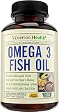 Omega 3 Fish Oil Supplement - Essential Fatty Acids 100% All Natural, Non-Gmo & Gluten Free. Pills for Brain, Memory, Focus, Cognition, Joints, Eyes & Skin. 60 Lemon Flavor Sofgels. Made in USA