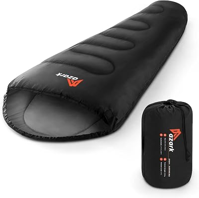 azark Premium Sleeping Bag 350GSM Waterproof 4 Seasons 210x80cm Black