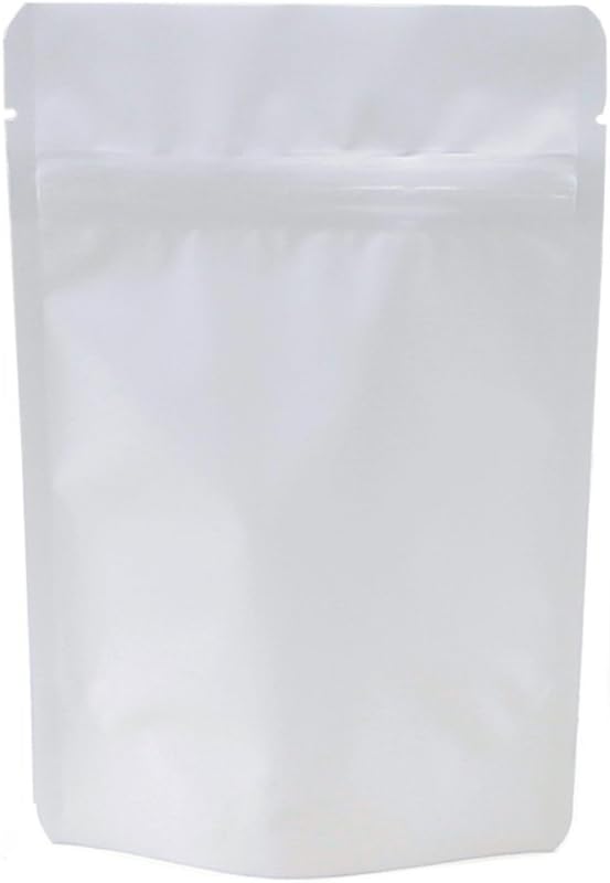AwePackage 2 oz Stand up Zipper Pouch Bag - FDA and USDA Compliant Heavy Barrier 4X6X2 Inch (50, Matte White)