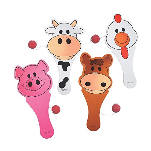 Fun Express Wooden Farm Animal Paddle Balls (12 Pack) 9