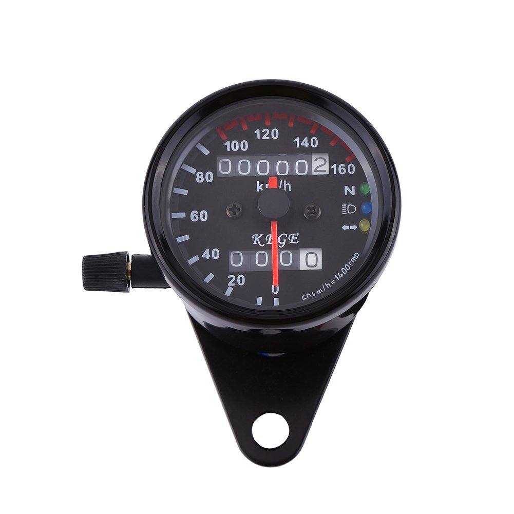 Motorcycle Odometer, Universal Speedometer Motorcycle Universal 12V Dual Odometer Tachometer Gauge LED Backlight Turn Signal Light Lamp Kit (Color : Black) Auto And Motorcycle Parts Tachometer