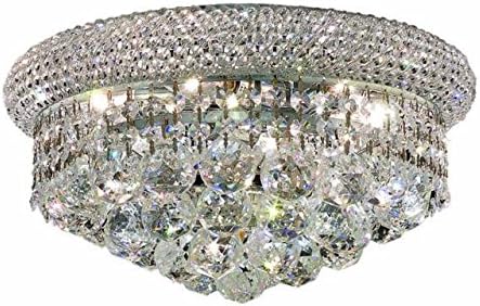 Adele Chrome Modern 6-Light Flush Mount Heirloom Handcut Crystal in Crystal (Clear)-1530F14C-RC--14" W/D