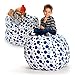 Creative QT Stuff ’n Sit Extra Large 38’’ Bean Bag Storage Cover for Stuffed Animals & Toys, Giant Beanbag Chair for Plush, Toddler & Kids Rooms Bedroom Organizer, Navy Polka Dot