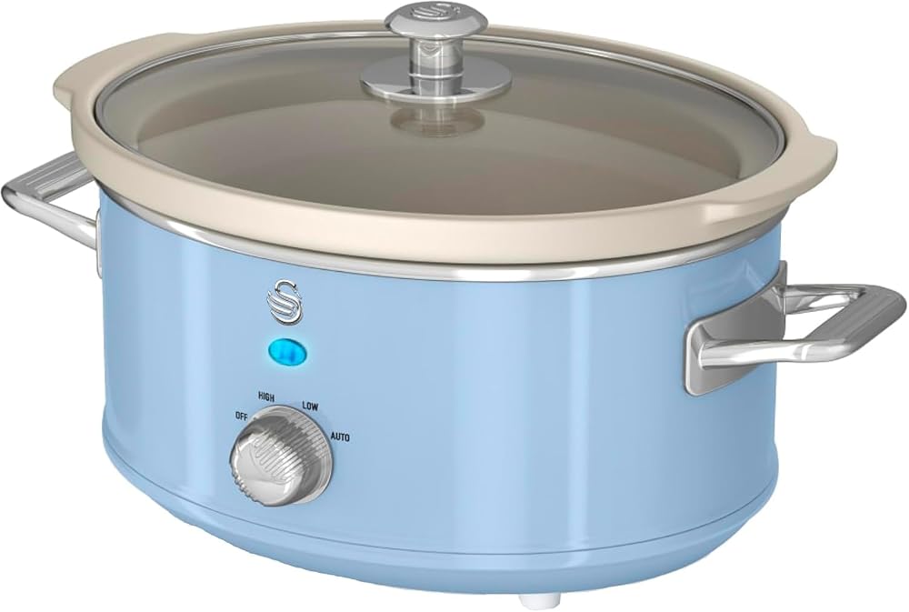 Swan Retro Slow Cooker 3.5L with 3 Temperature Settings Blue