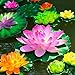 FQTANJU Artificial Floating Foam Lotus Flower Multicolor Water Lily Flower Floating Pond Plants for Home Garden Koi Fish Pond Decoration (8 Pieces/1.5