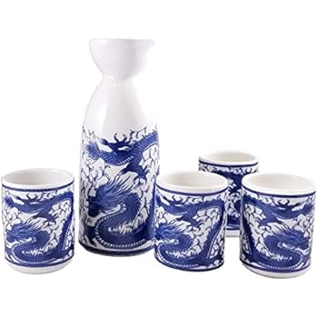 NOUSAKU Kawaii High-Grade Japanese Sake Set – Tin Craft Guinomi Cups, Traditional Design