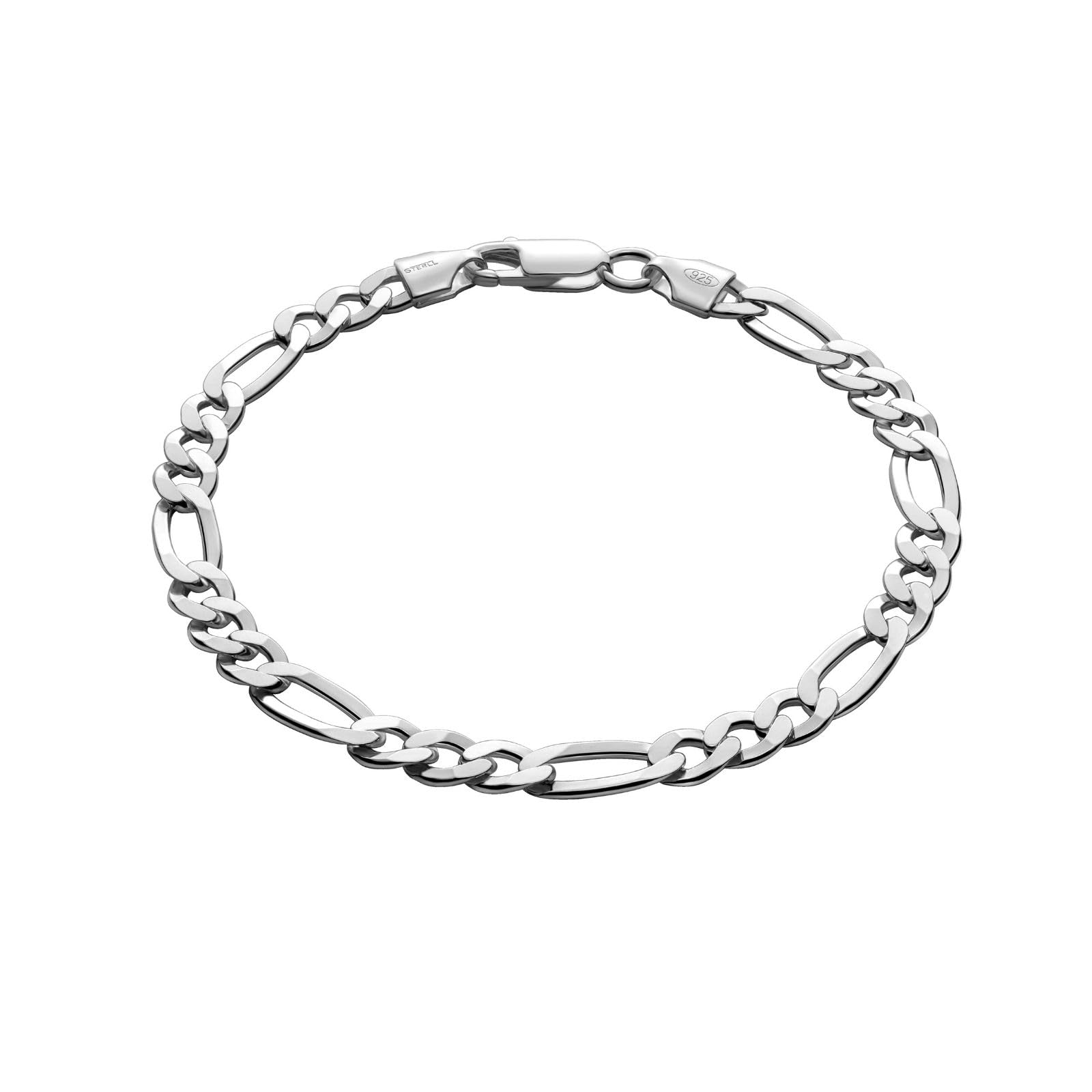 Sterll Mens Bracelet In Solid 925 Silver With Classic Chain Design And Secure Lobster Clasp
