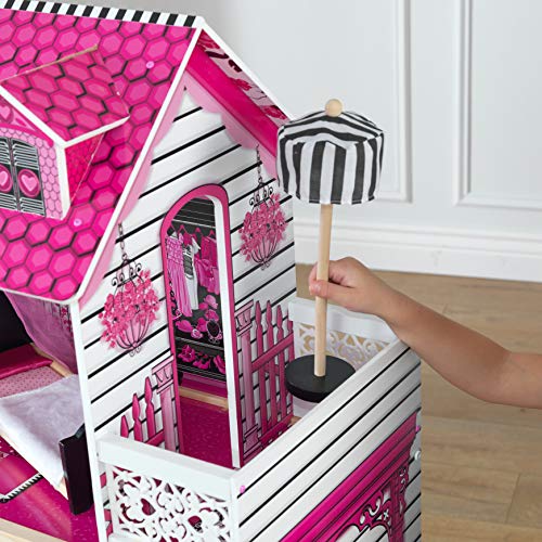 KidKraft Amelia Puppenhaus aus Holz mit Möbeln und Zubehör, Spielset mit Balkon und Aufzug für 30 cm Puppen, Spielzeug für Kinder ab 3 Jahre, 65093 – Bild 5
