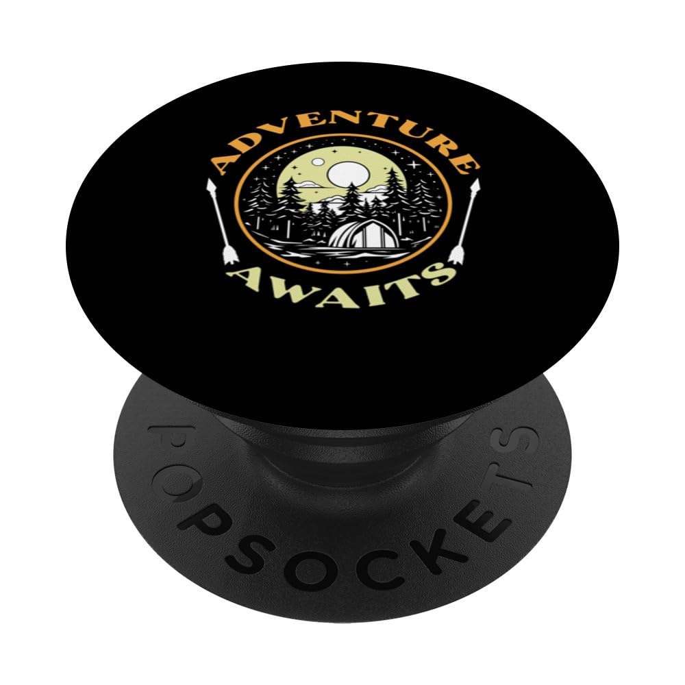 Adventure Awaits Women Hiking Mountain Graphic PopSockets Swappable PopGrip