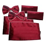 HDE Tuxedo Set Men's Formal Satin Blend Bow Tie, Cumberbund, and Pocket Square