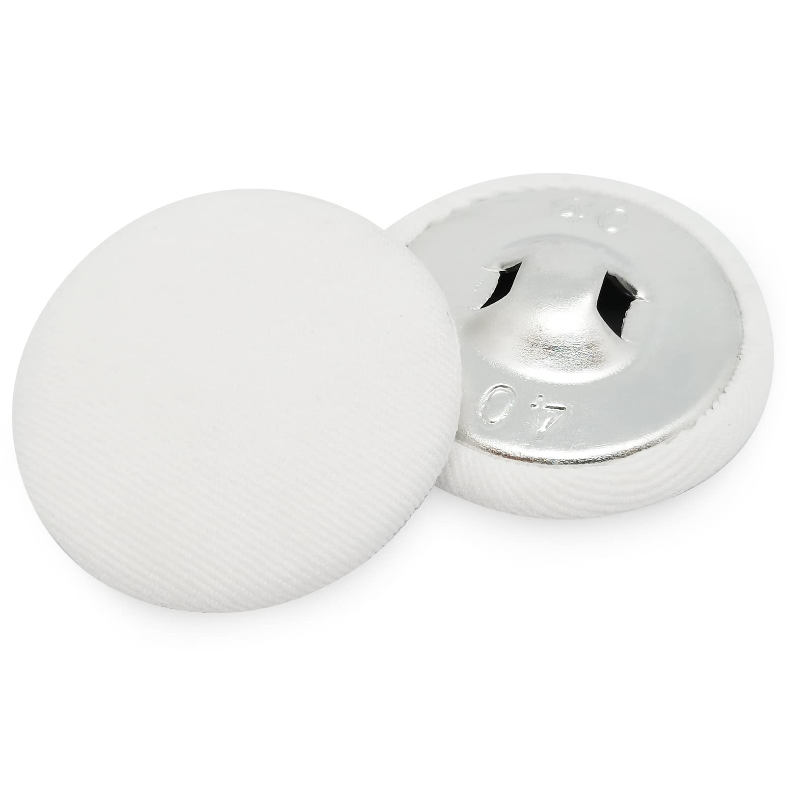 Photo 1 of 25mm (1inch) Satin Twill Fabric Covered Button with Metal Shank Back,Special Buttons for Suits and Uniforms Trench Coats (White,20pcs)