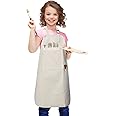 FreeNFond Kids Apron Adjustable Child Apron with 4 Pockets for Baking Painting
