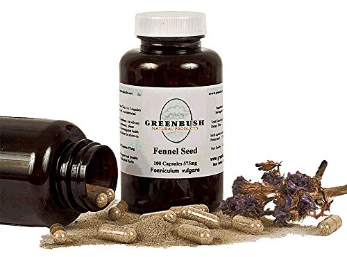 Fennel Seed 100 Pure Vegetarian Capsules 575mg. for Women's Reproductive Health, PMS, Cramps, Hot Flashes, Digestion, Improved Lactation in Nursing Mothers. Top Quality and Potency, No Additives.
