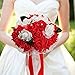 Vlovelife Wedding Bouquet for Bride, 8'' x 8'' x 11'' Red Artificial Flower for Wedding, Artificial Foam Rose Flower, Handmade Bouquet for Bridesmaids