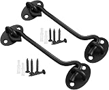 TOPYWMSP Hook and Eye Latch 8 Inch Stainless Steel Door Lock 2-Pack Black